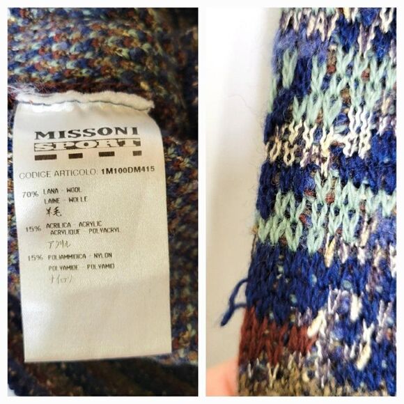Missoni Sport Abstract Print Wool Blend Grandpa Crewneck Sweater - Picture 4 of 4